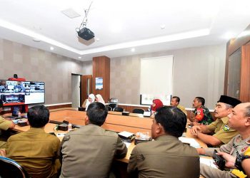 Teleconfrence Antara Pemkab. Tasikmalaya – Pemrov. Jabar Bahas Kesiapan Pemilu Serentak 2019