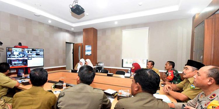 Teleconfrence Antara Pemkab. Tasikmalaya – Pemrov. Jabar Bahas Kesiapan Pemilu Serentak 2019