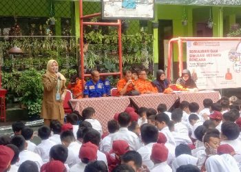Implementasikan SPAB, SDN Citapen Tawang Kota Tasikmalaya Simulasikan Mitigasi Bencana