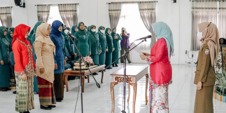 Ketua TP PKK Kab. Ciamis Lantik TP PKK Cisaga, Lakbok dan Sukadana