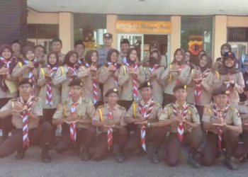 Polsek Banjarsari Lepas Anggota Pramuka Kwartir 23 Menuju Perjusami Saka Bhayangkara Tingkat Polres Ciamis