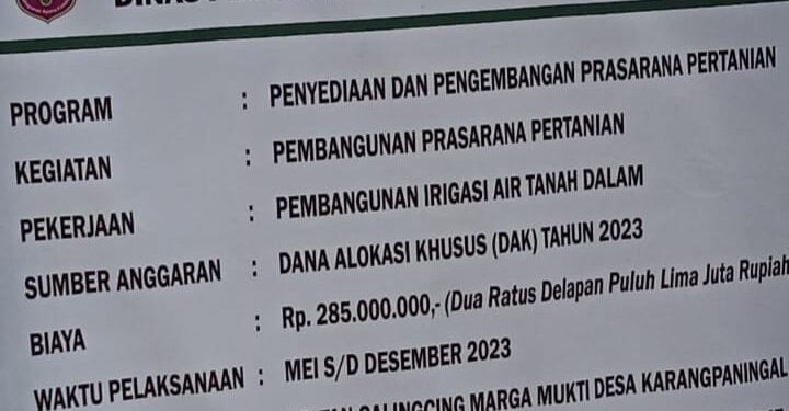 Keltan Calingcing Marga Mukti Sukses Laksanakan Program Kegiatan Prasarana Pertanian